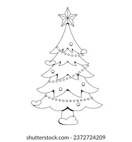 Vector de árbol de Navidad Art Deco Ilustración retro Aislada