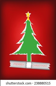 Vector : Christmas tree background, Tear paper concept