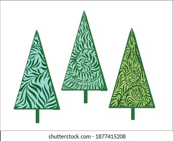 VECTOR Christmas tree Background with a stylish original winter hand-drawn graphics sketches. Set for design new Year card 