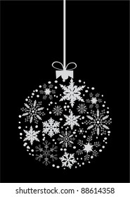 vector christmas tree ball made of snowflakes