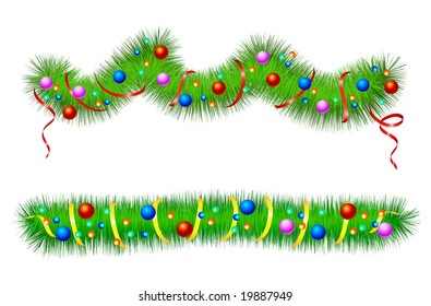 vector christmas tree branch isolated on white