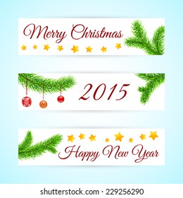 Vector Christmas tree branches with balls