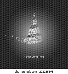 Vector Christmas Tree Canvas Background with Snowflakes