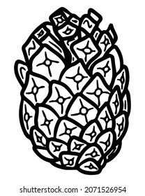 Vector Christmas tree cone element decor coloring. Holiday coloring page