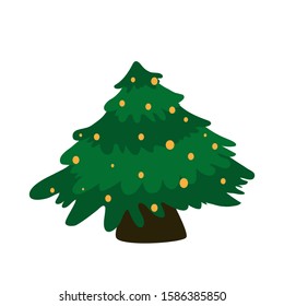 Vector Christmas tree. Cute winter illustration. Fir tree isolated on the white background. green New year tree. Christmas simbol.