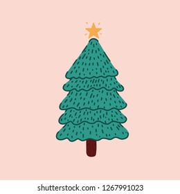 Vector of a Christmas tree decorated.