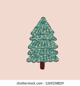 Vector of a Christmas tree decorated.