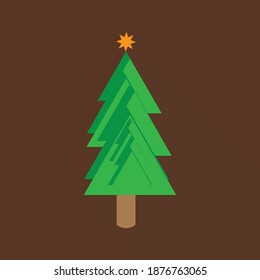 Vector Christmas tree vector with decoration balls star flat design vector illustration. 