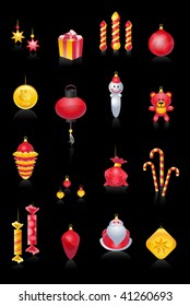 Vector Christmas tree decoration items ready to use with your Christmas designs