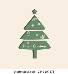 Vector  Christmas tree ,Design elements for holiday cards.