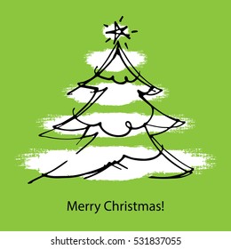 Vector Christmas tree. Design elements for holiday cards.