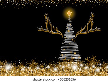 Vector christmas tree design on black background