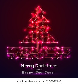 Vector christmas tree from digital electronic circuit