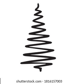 Vector christmas tree doodle hand drawn