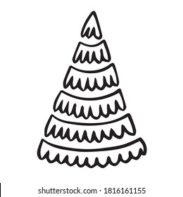 Vector christmas tree doodle hand drawn