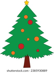 Vektor-Weihnachtsbaum für die Bearbeitung, weißer Hintergrund