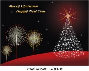 vector christmas tree with fir work