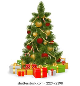 Vector Christmas Tree with Gifts