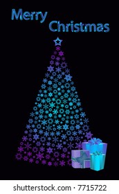 vector christmas tree and gifts