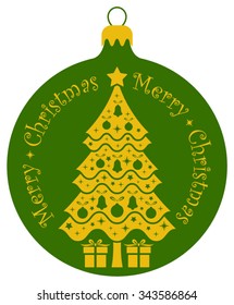 vector christmas tree and gifts in christmas ball isolated on white background
