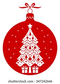 vector christmas tree and gifts in christmas ball isolated on white background