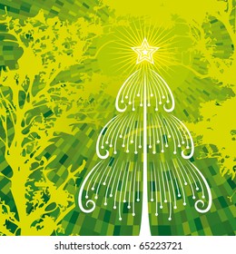 Vector Christmas Tree with green background