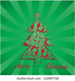 Vector christmas tree -  greeting card