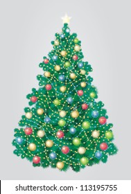 Vector of Christmas tree, grey background is in separated layer
