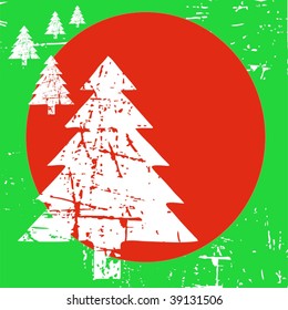 Vector Christmas Tree Grunge Card