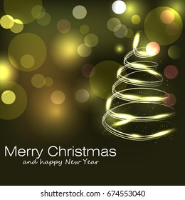 Vector christmas tree with highlights and lights