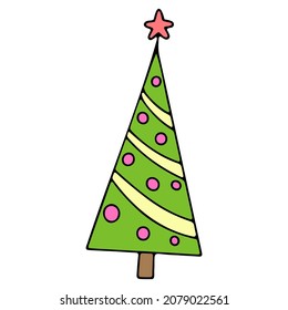 Vector Christmas tree icon, Christmas decoration, decor