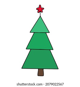 Vector Christmas tree icon, Christmas decoration, decor