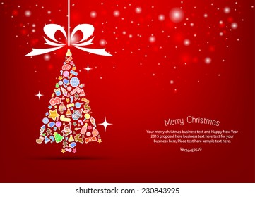 Vector christmas tree icon. Vector illustration for christmas card.