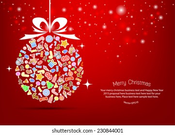 Vector christmas tree icon. Vector illustration for christmas card.
