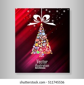 Vector christmas tree icon. Vector illustration for christmas card.