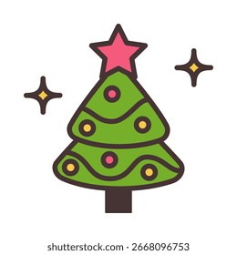 Icono de árbol de Navidad de Vector sobre fondo blanco
