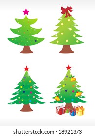 vector christmas tree icon set, illustration