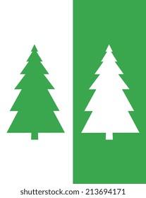 Vector Christmas Tree Icon Set in Color and Reverse