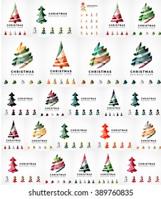 Vector Christmas tree icon set. Geometric design. Abstraction