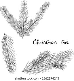 Vector christmas tree illustration for greeting cards, prints, backgrounds.