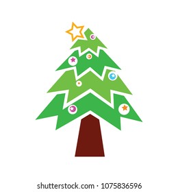 vector Christmas tree illustration - xmas silhouette symbol, winter holiday element isolated