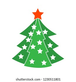 Vector christmas tree isolated - holiday icon, xmas decoration sign symbol. new year greeting Illustration