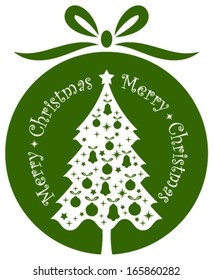 vector christmas tree isolated on green round