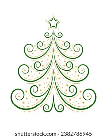 vector christmas tree isolated on white background