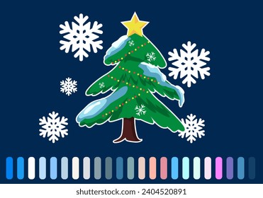 Vector christmas tree isolated on transparent background. Beautiful shining christmas tree with decorations