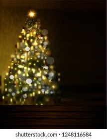 Vector of Christmas tree lights on black background