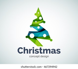 Vector Christmas tree logo template, abstract business icon