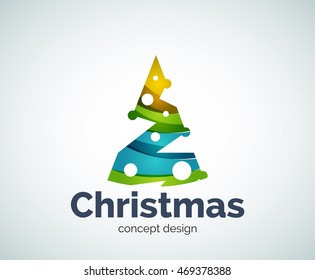 Vector Christmas tree logo template, abstract business icon