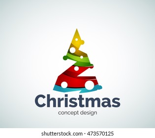 Vector Christmas tree logo template, abstract business icon