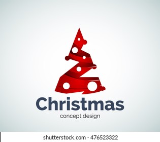 Vector Christmas tree logo template, abstract business icon